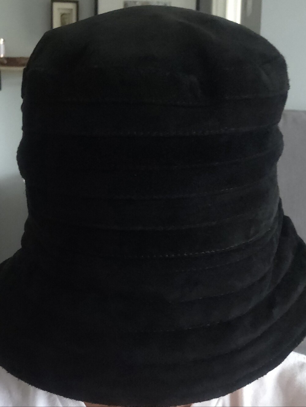 Black Suede Leather Bucket Hat - Picture 3 of 12